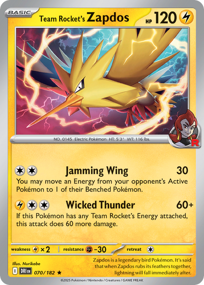 Team Rocket's Zapdos - Destined Rivals #070/182