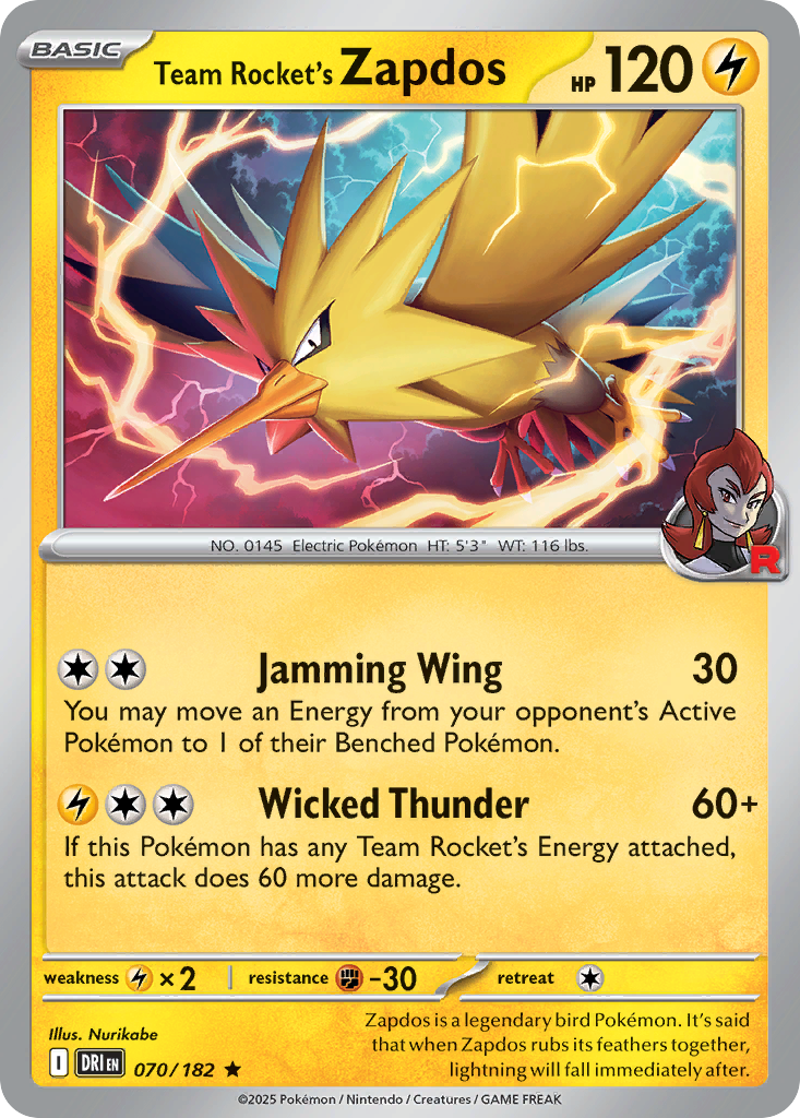 Team Rocket's Zapdos - Destined Rivals #070/182